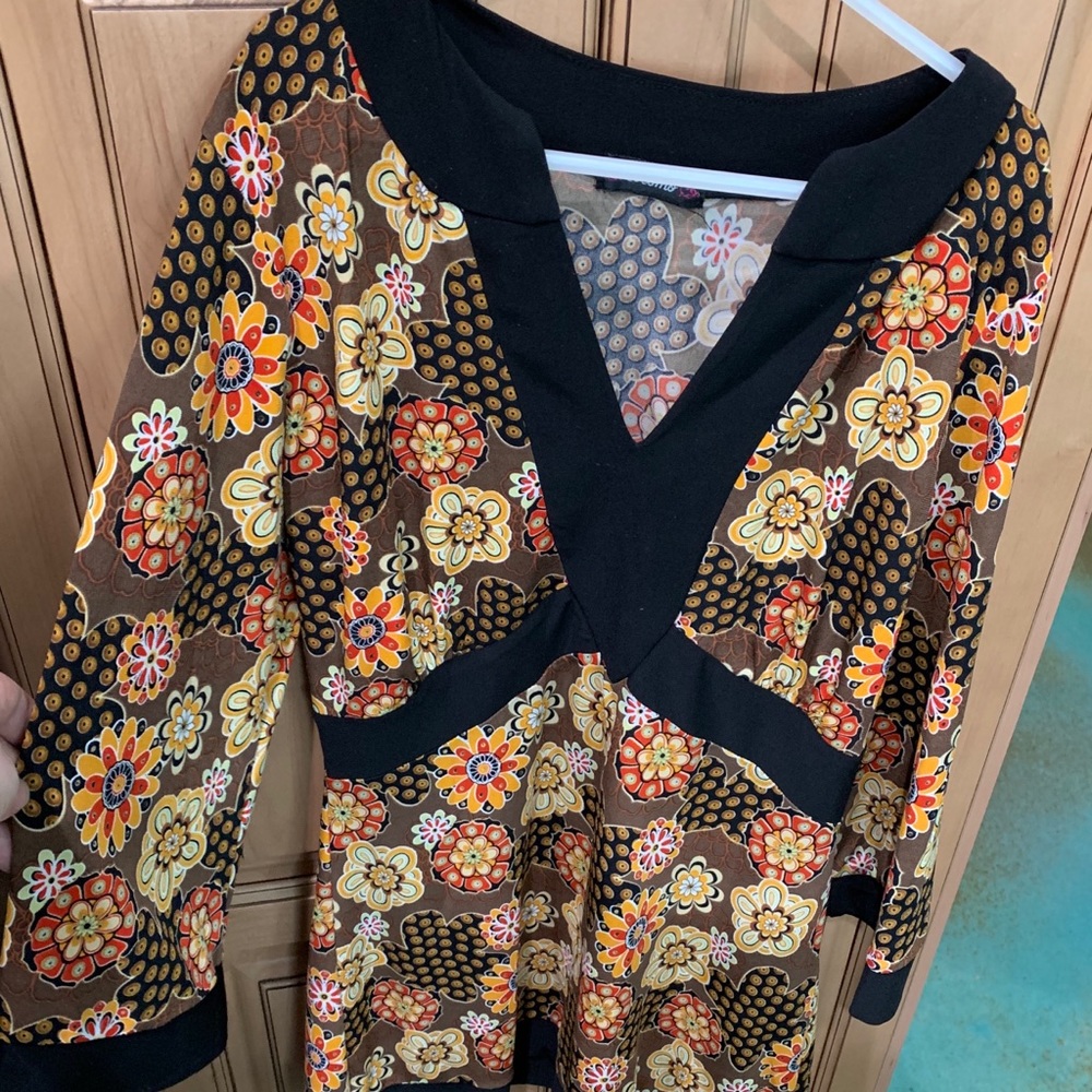 Earth colored flower print blouse